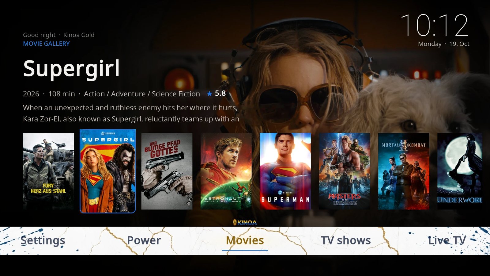 Kinoa Gold – widget row with a category from an add-on